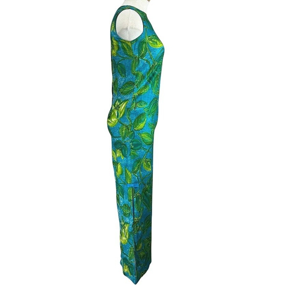 Vintage Womens (S) LIBERTY HOUSE 60s Dress Maxi Hawaii Tropical Sheath Cheongsam - Picture 9 of 10